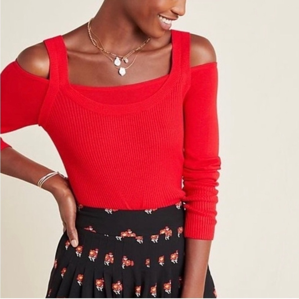 Anthropologie Jamie Open Shoulder Knit Sweater - XS